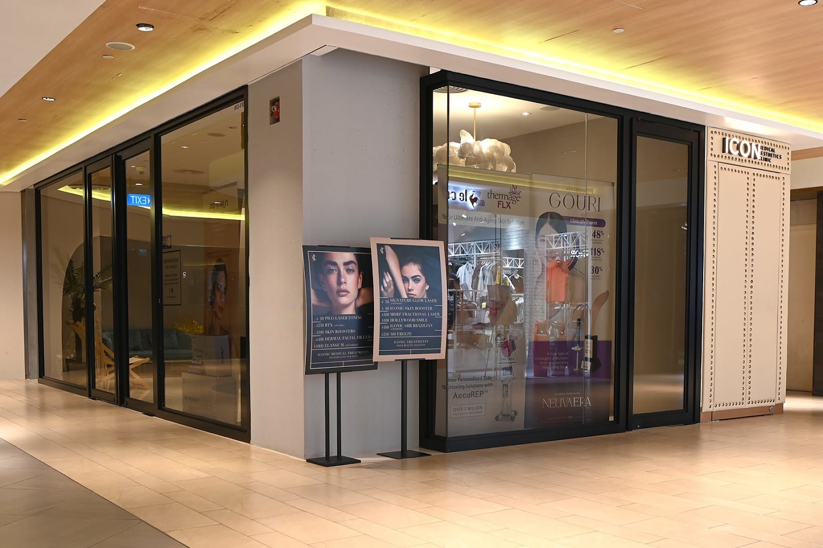 Comfortable, luxurious consultation lounge at ICON Aesthetics Wisma Atria